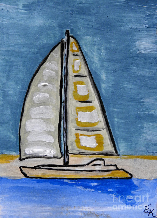 Blue Sailing Painting by Ella Kaye Dickey