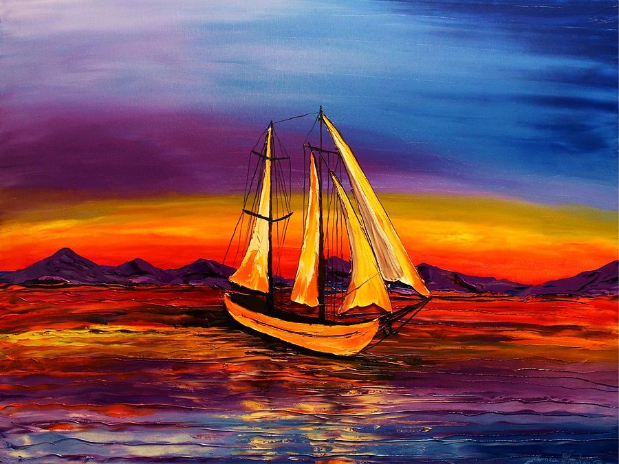Blue Sails #2 Painting by James Dunbar
