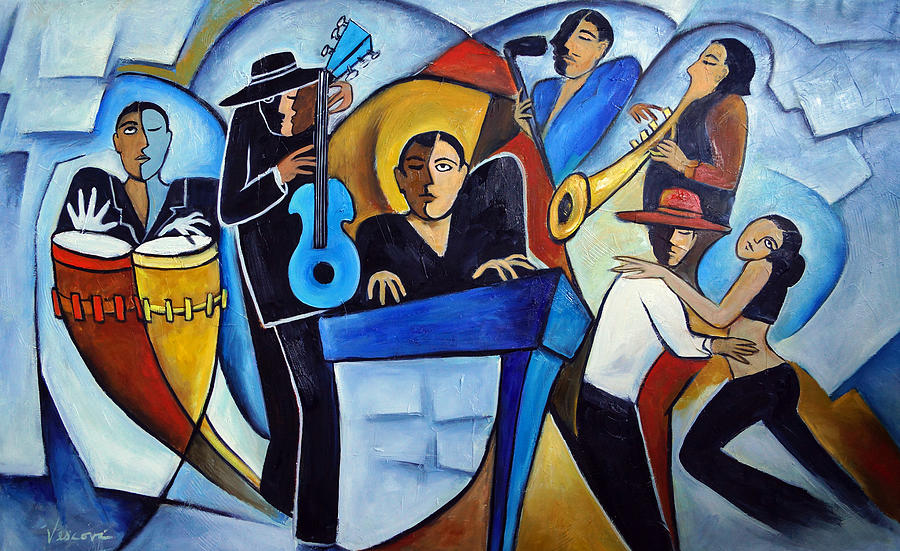 Blue Salsa Painting by Valerie Vescovi