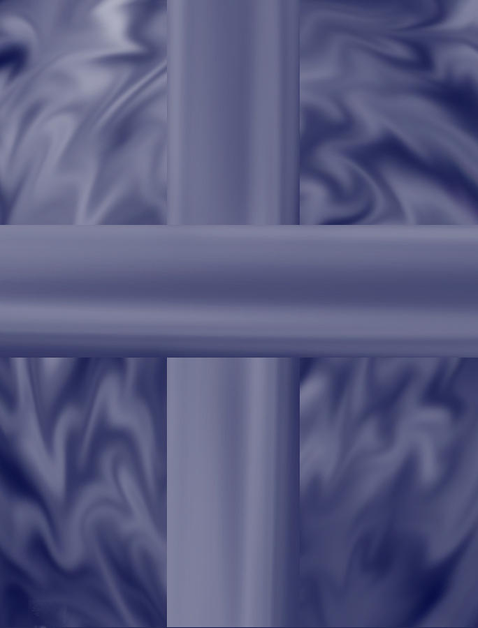 Blue Satin Cross Painting