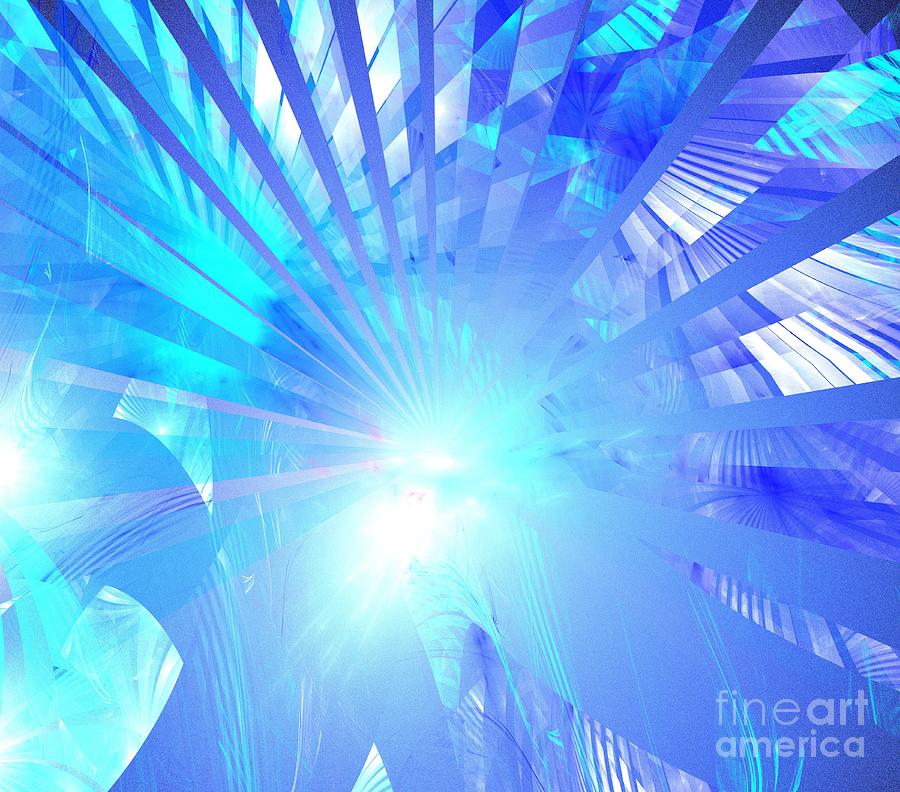 Abstract Digital Art - Blue Sea Fan by Kim Sy Ok