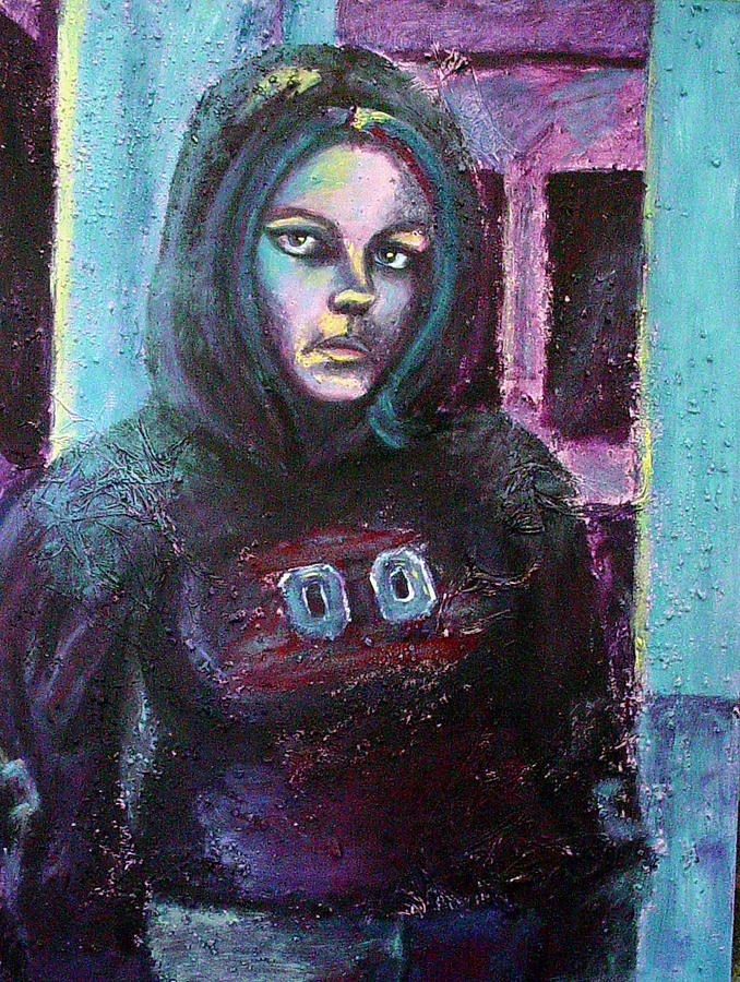 Portrait Painting - Blue Self Portrait by Sarah Crumpler