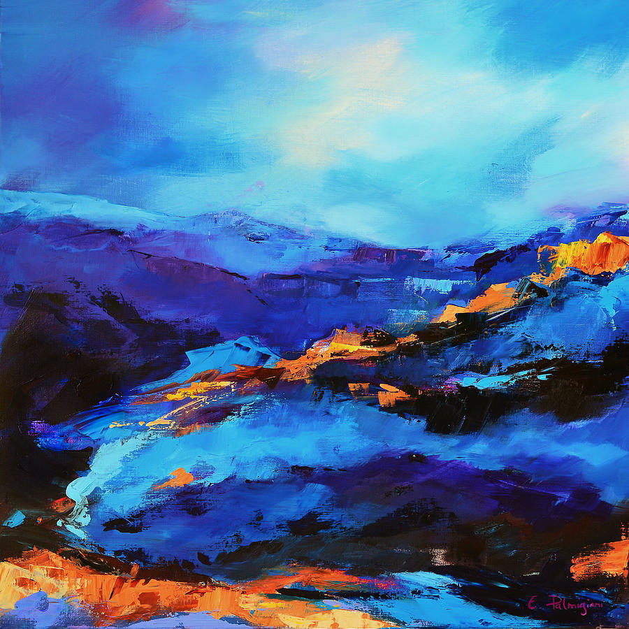 Grand Canyon Painting - Blue shades by Elise Palmigiani