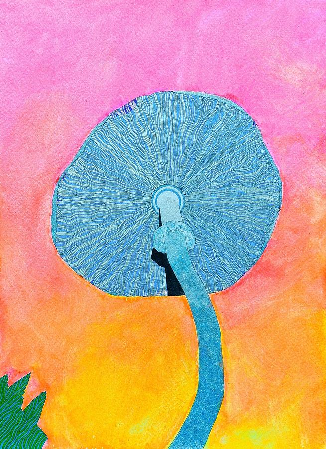 Mushroom Drawing - Blue Shroom by Bobby Hermesch