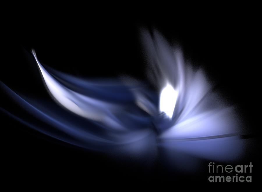 Abstract Digital Art - Blue Silk Blossom by Kim Sy Ok