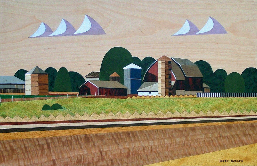Barn Painting - Blue Silo-Marquetry-Image by Bruce Bodden
