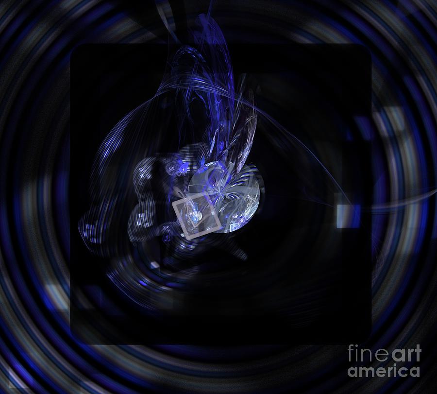 Abstract Digital Art - Blue Silver Wheel by Kim Sy Ok