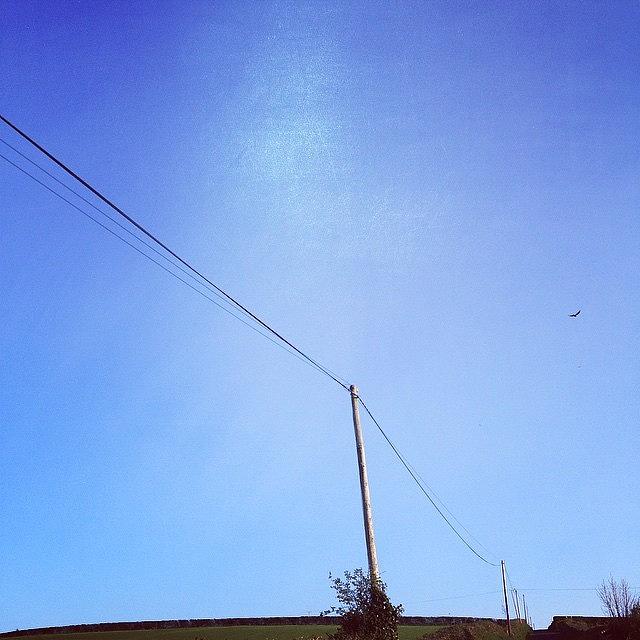Bluesky Photograph - Blue Skies And Electricity Lines. #sky by TJ Shiels