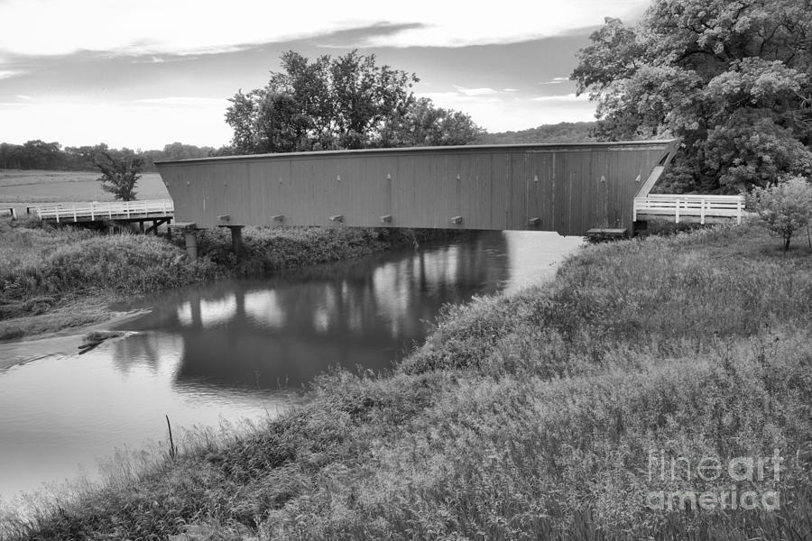 Blue Skies Over The Hogback Bridge Black And White Photograph by Adam Jewell