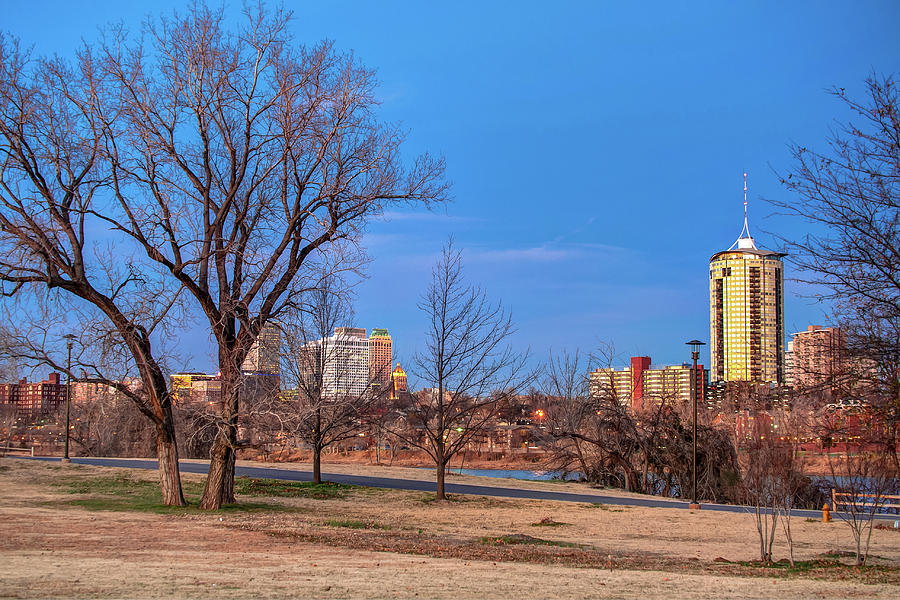Blue Skies Over the Tulsa Cityscape Skyline Photograph by Gregory Ballos