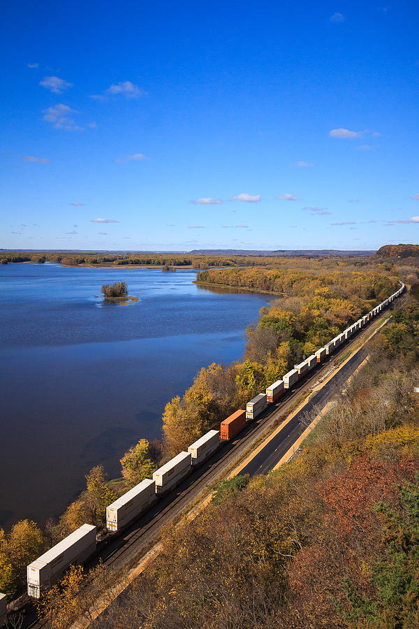 Blue Skies, Rivers and Trains Photograph by Joni Eskridge