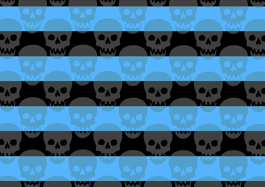 Blue Skull Stripes Digital Art by Roseanne Jones