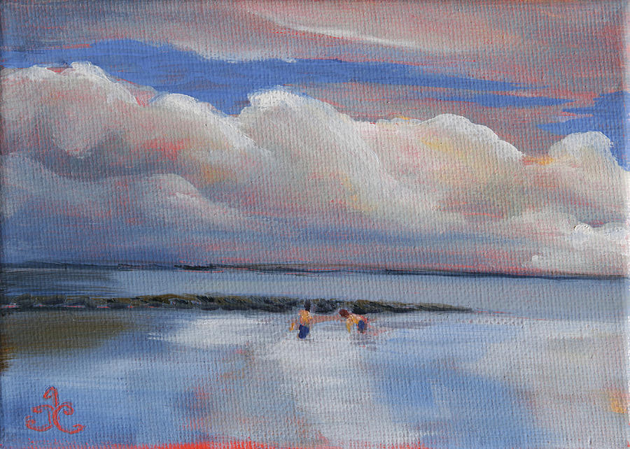 Blue Sky and Clouds I Painting by Trina Teele