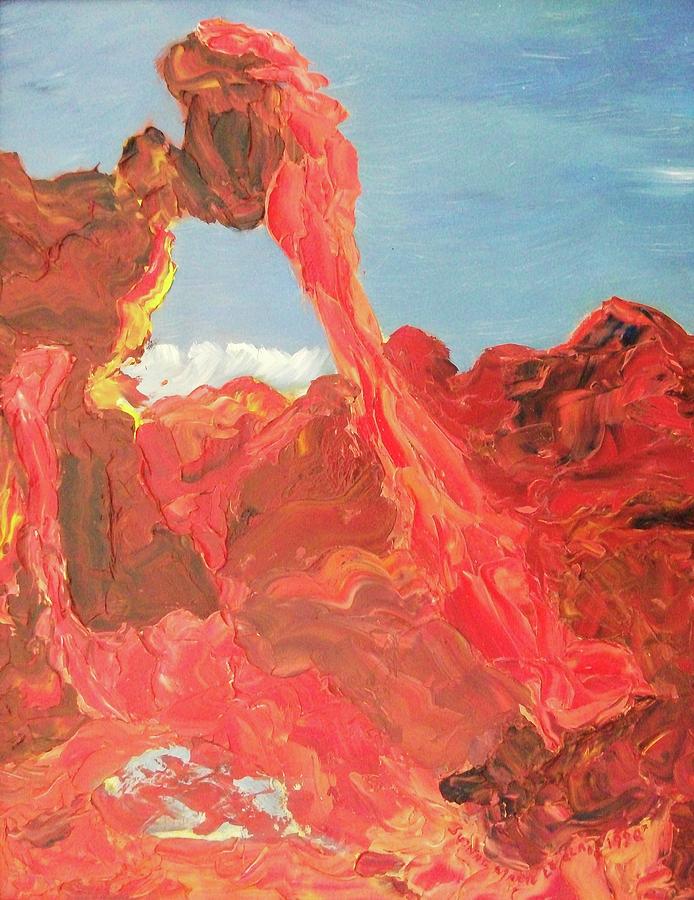 Blue Sky and Orange Rocks Painting by Suzanne Marie Leclair