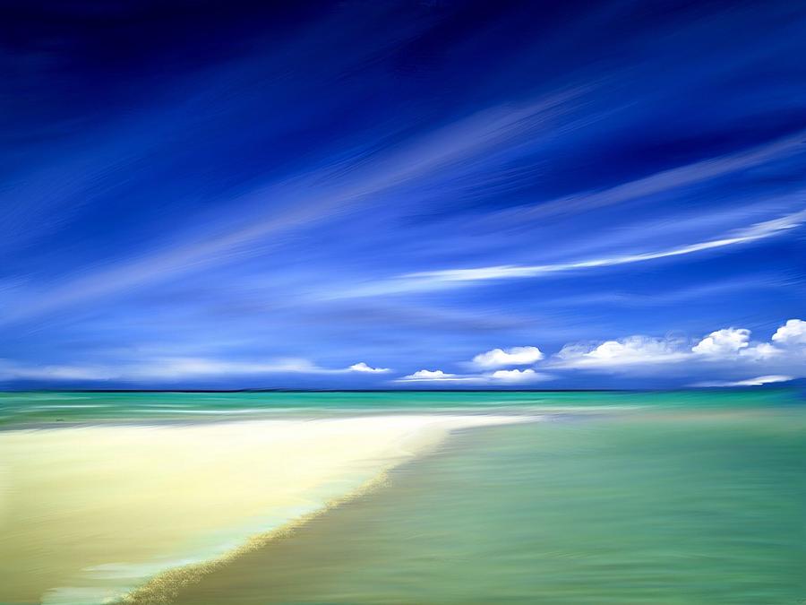 Blue sky beach Digital Art by Anthony Fishburne