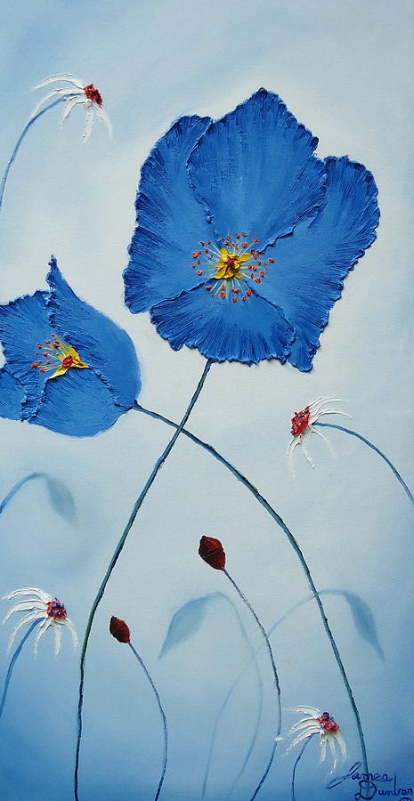 Blue Sky Blue Poppies 1 Painting by James Dunbar
