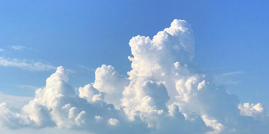 Blue Sky Fluffy White Clouds Panoramic Photograph by Gill Billington