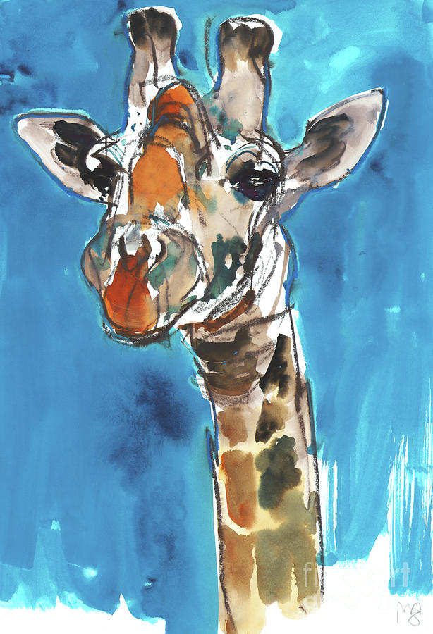 Blue Sky Giraffe Painting by Mark Adlington