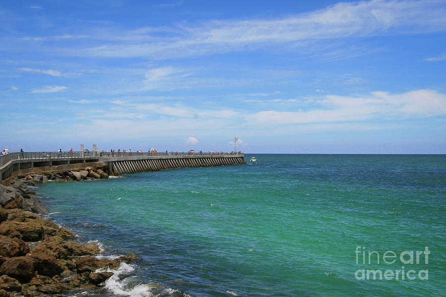 Blue Sky - Green Water Jetty Photograph by Tom Claud
