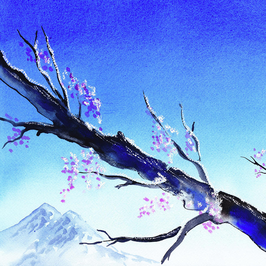 Blue Sky Mountains Spring  Painting by Irina Sztukowski