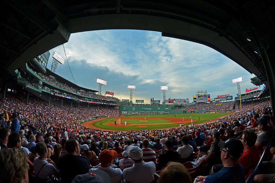 Blue sky over Fenway Park Fisheye Photograph by Toby McGuire