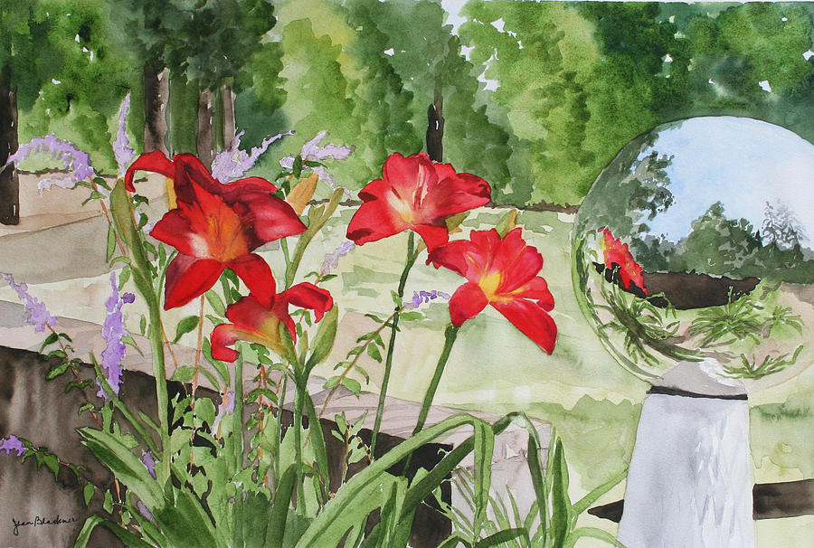 Flowers Painting - Blue Sky Reflections by Jean Blackmer Flowers Painting - Blue Sky Reflections by Jean Blackmer