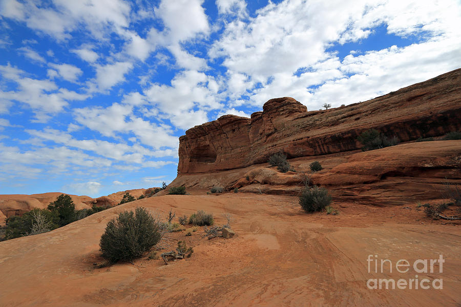 Blue Sky Rock Ledge Photograph by Mary Haber