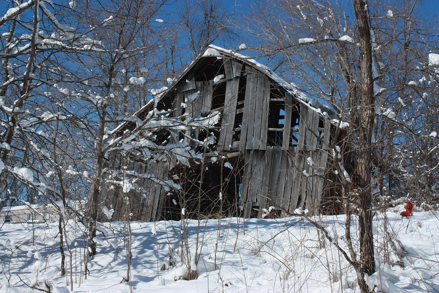20 - Blue Snow Barn Photograph by Angela Comperry