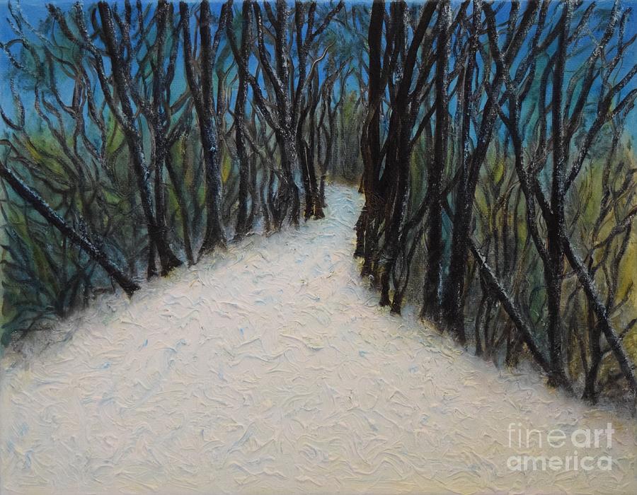 Blue Snowy Path Painting by Barrie Stark