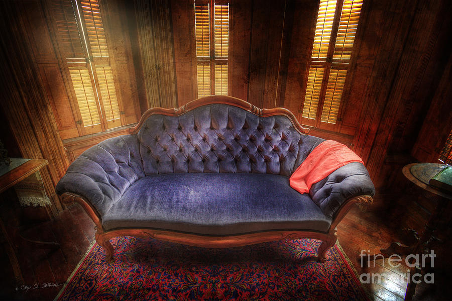 Blue Sofa Den Photograph by Craig J Satterlee