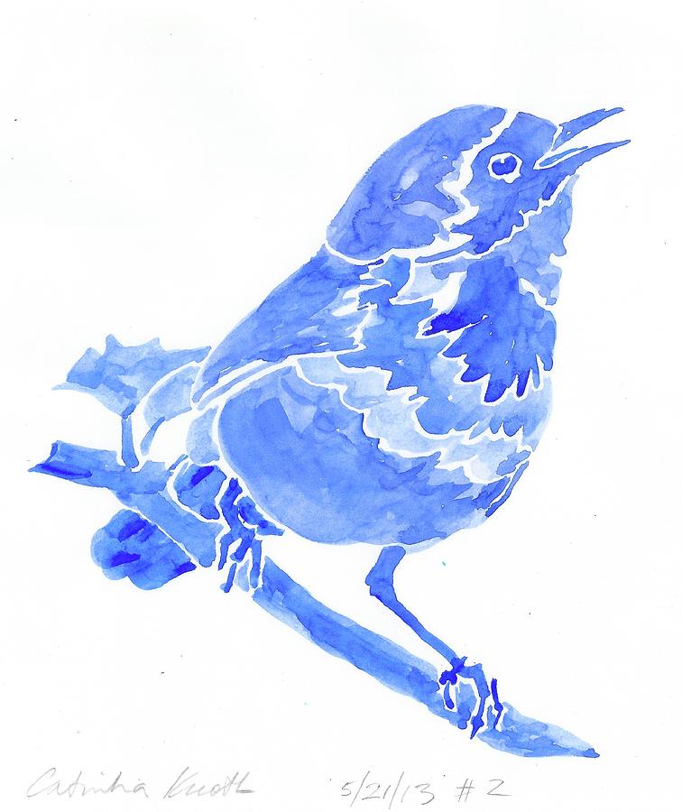 Blue songbird warbler Painting by Catinka Knoth