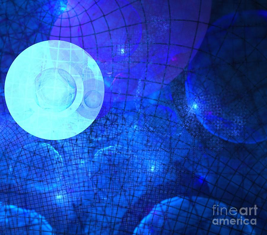 Abstract Digital Art - Blue Space Horizon by Kim Sy Ok
