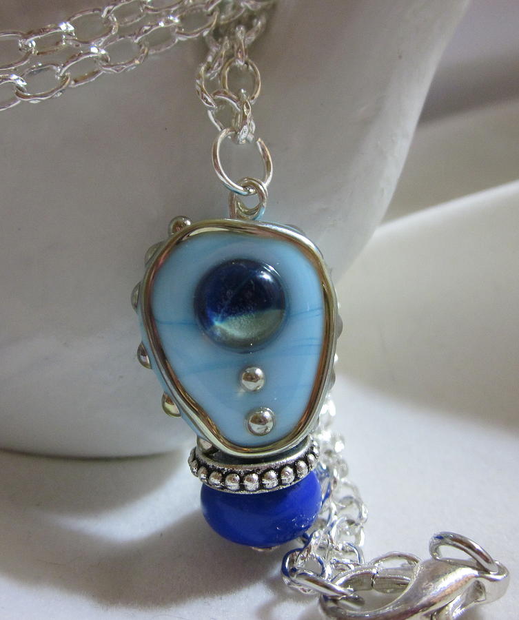Abstract Jewelry - Blue Space Necklace by Janet  Telander