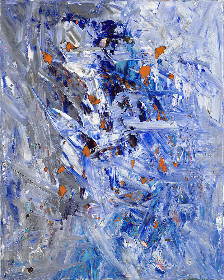 Abstract Painting - Blue Splatter Abstract by Megan Morris Collection