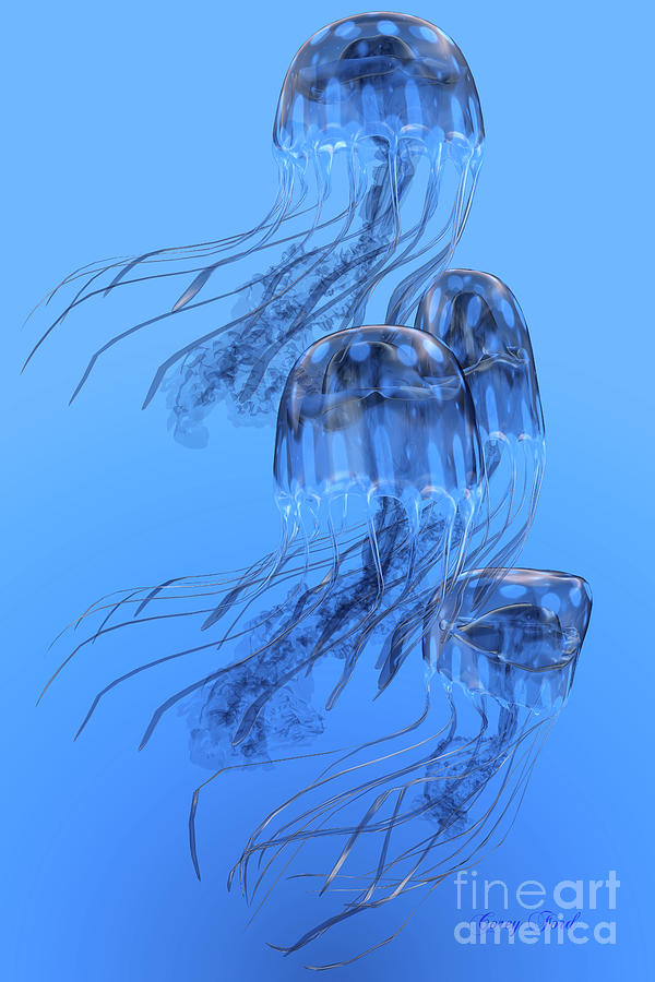 Blue Spotted Jellyfish Movement Digital Art by Corey Ford