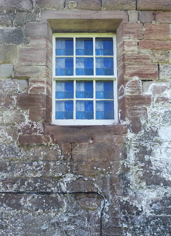 Blue Squares in the Castle Window Photograph by Christi Kraft