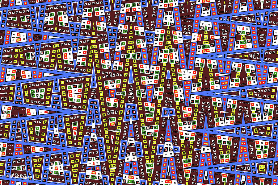Blue Squares With Dots Digital Art by Tom Janca