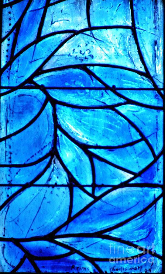 Architecture Photograph - Blue Stained Glass Detail 2 by Sarah Loft