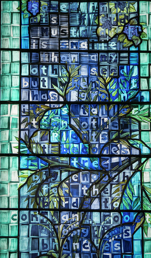 Blue Stained Glass Photograph - Blue Stained Glass by Jean Noren