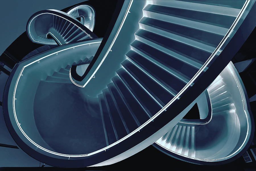 Architecture Photograph - Blue Stair by Henk Van Maastricht