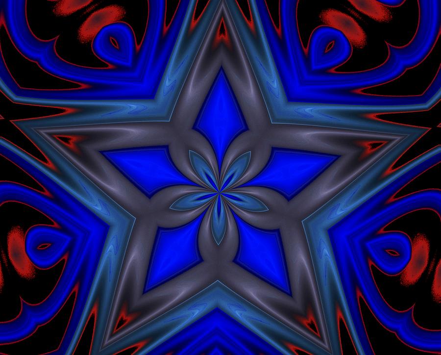 Blue Star Digital Art by David Lane