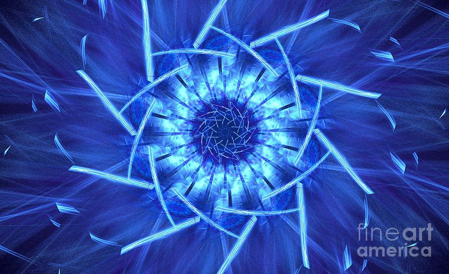 Abstract Digital Art - Blue Star Petals by Kim Sy Ok