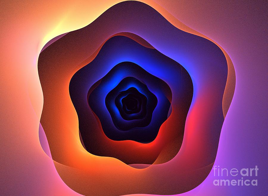 Abstract Digital Art - Blue Star System by Kim Sy Ok