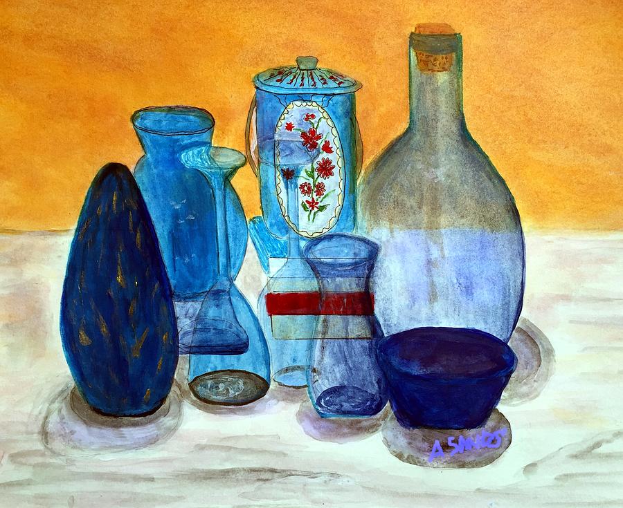 Blue still life Painting by Anne Sands