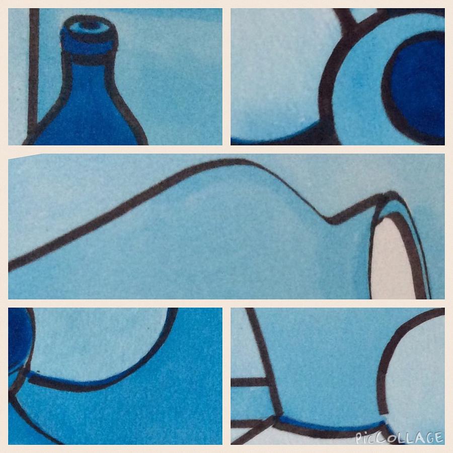Bottle Painting - Blue still life  by Maxie Absell