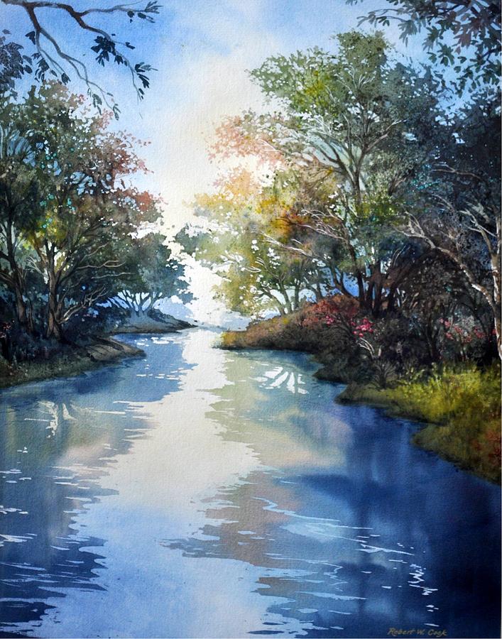 Blue Stream Painting by Robert W Cook 