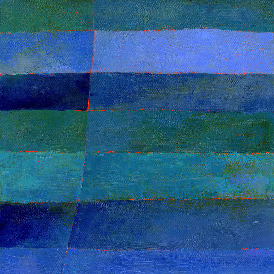 Pattern Painting - Blue Stripes 3 by Jane Davies