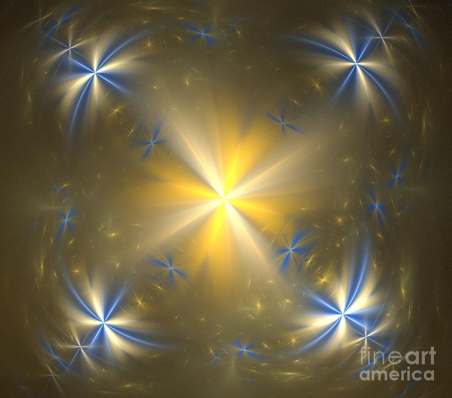 Abstract Digital Art - Blue Sun Wishes by Kim Sy Ok