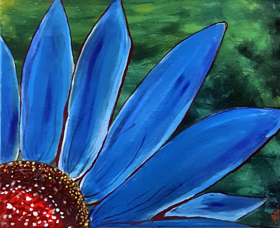 Sunflower Painting - Blue Sunflower by Angela Lasky