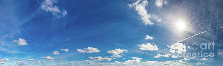 Blue sunny sky with fluffy clouds. Huge panorama Photograph by Michal Bednarek